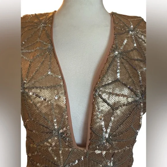 Sequined Deep-V Dress by Harlyn, Retail $599 - Picture 4 of 8